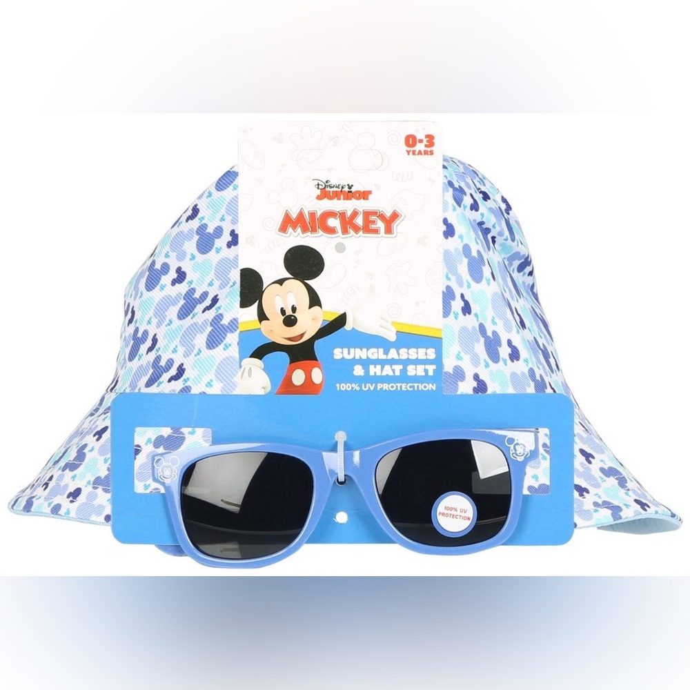 Disney Mickey Mouse Beach Hat & Sunglasses Set Toddler 0-3 Years NEW